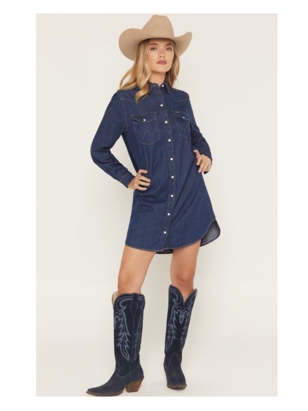 WRANGLER Denim Western Snap Denim Dress S
